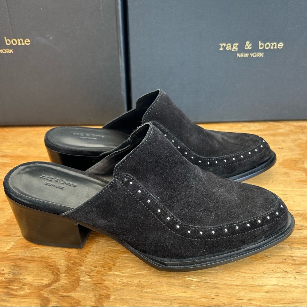 Rag & Bone Weiss Black Suede Mules 36